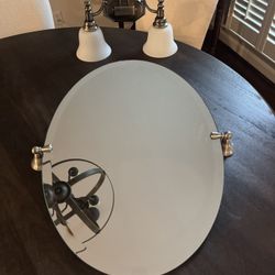 Oval Bath Mirror With Matching Light Fixture