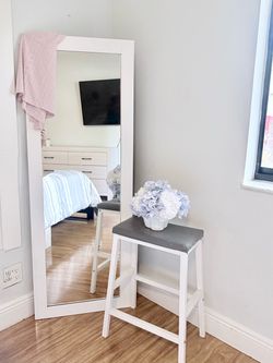 Classic White Wood Frame Full-Length Mirror – 22” × 60”