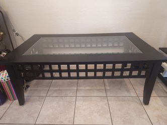 Modern Black Coffee Table with Glass Top Insert