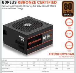 ARESGAME 750W Power Supply, 80 Plus Bronze Certified, Semi Modular ATX PSU. READ DESCRIPTION CAREFULLY