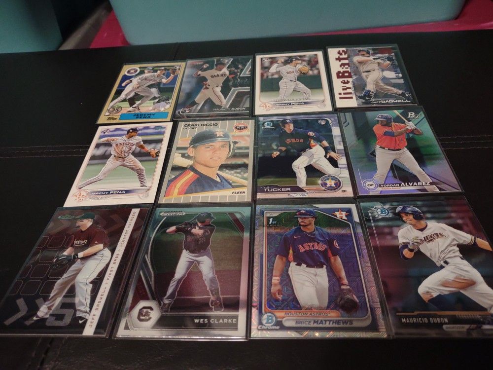 Baseball Houston Astros Card Lot - Rookies Jeremy Peña Craig Biggio Mauricio Dubon Yordan Alvarez Brice Matthews Bagwell- Chrome Finest Topps Bowman