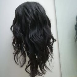 100%human Hair Jet Black Lace Front Wig 