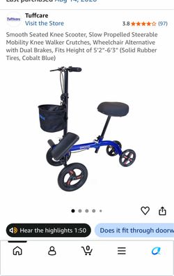 Tuffcare Smooth Seated Knee Scooter Cobalt Blue