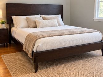 West Elm Angled-Leg Full Bed – Dark Wood