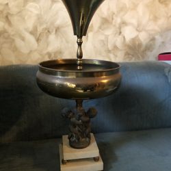 Bronze Or Brass Cherub Tazza Marble Base