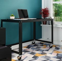 Black Metal Rolling Office Desk