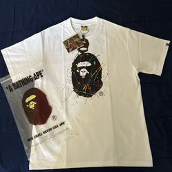 White Bape shirt  paint splatter