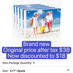 5x7 Inches Acrylic Picture Frames 5 Pack, Double Sided Magnetic Photo Frames,Free Standing on Desk or Table Clear Picture Frames