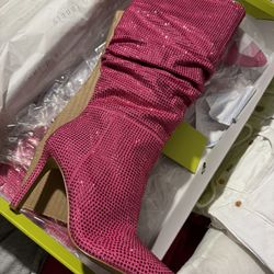 Pink Knee High Bling Boot 