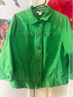 Women green soft jacket size 14