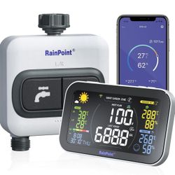 RAINPOINT 2-Zone WiFi Sprinkler Timer - Temperature/Humidity Alert, 6 Separate Plan, Watering by Gallon/Time, Irrigation & Mist Mode - Smart Irrigatio