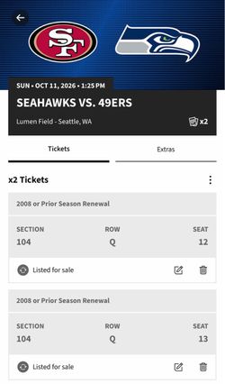 San Francisco 49ers vs Seattle Seahawks Tickets
