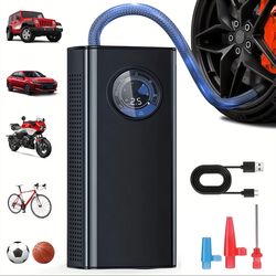 Bomba de aire portátil para neumáticos de automóvil Bomba de aire con pantalla digital de 150 PSl, con iluminación LED, carga USB inalámbrica, compact