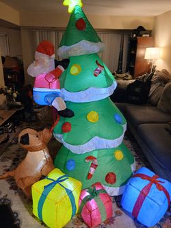 Christmas Tree W/ Dog & Santa Light Up Inflatable 