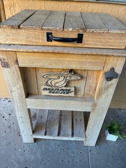 Miami Heat Rustic Wood Custom Made Ice Chest Cooler