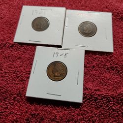 Lot Of 3 Indian  Head Pennies