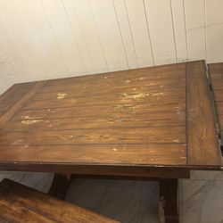 Solid Wood Dining Table & Bench