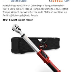 Hairich Upgrade 3/8 Inch Drive Digital Torque Wrench 5-100FT-LB/0-135N.M, Torque Range Accurate to ±2%,Electric Torque Wrench car with Buzzer and LED 