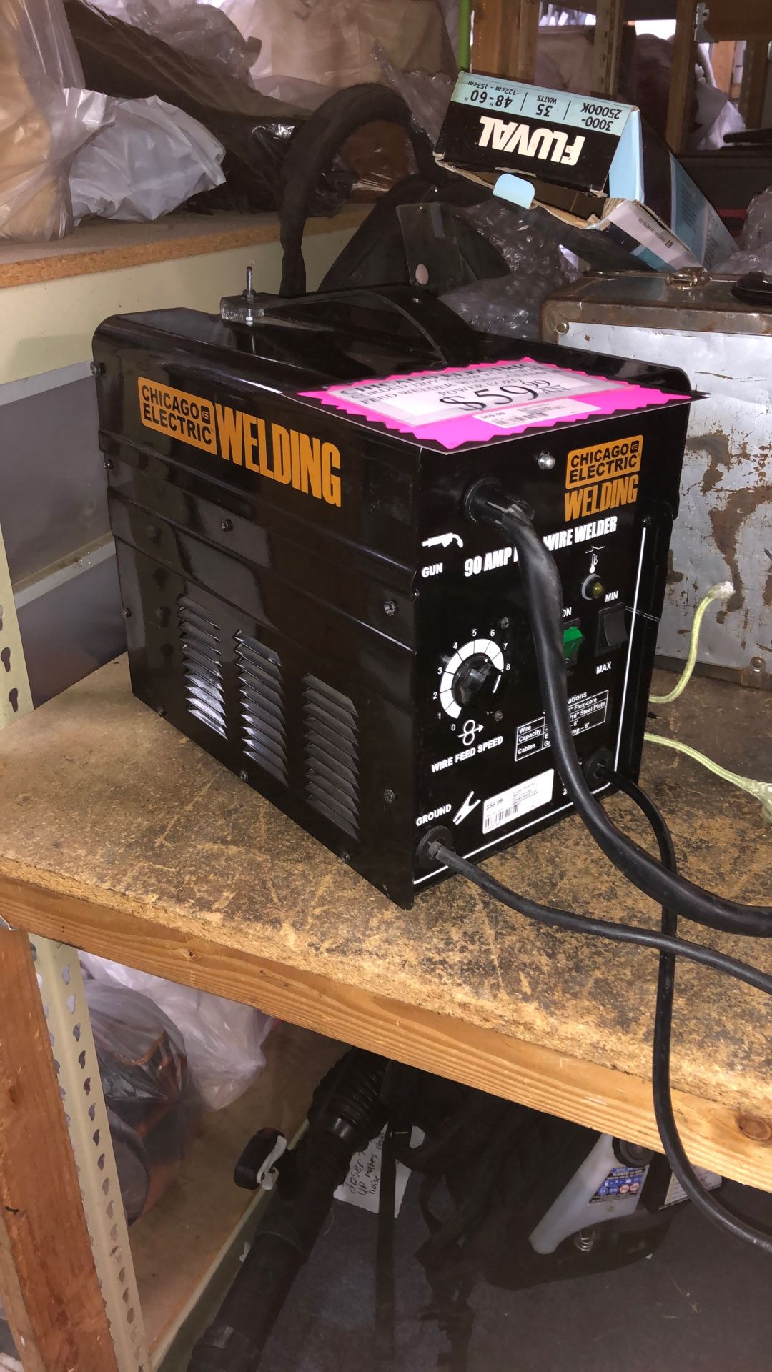 1003 Chicago Electric 68887 Corded 120v 60hz 90amp Flux Wire Feed Welder W/ Clamps & Power Cords 011031