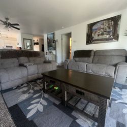 2 Recliner Sofas and One Recliner