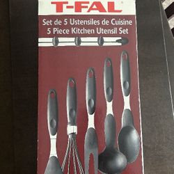 T-Fal 5 Piece Utensil Set With Hanging Rack(Unused/Unopened)