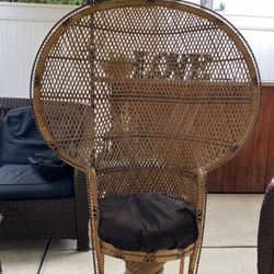 Vintage Bohemian Peacock Wicker Chair