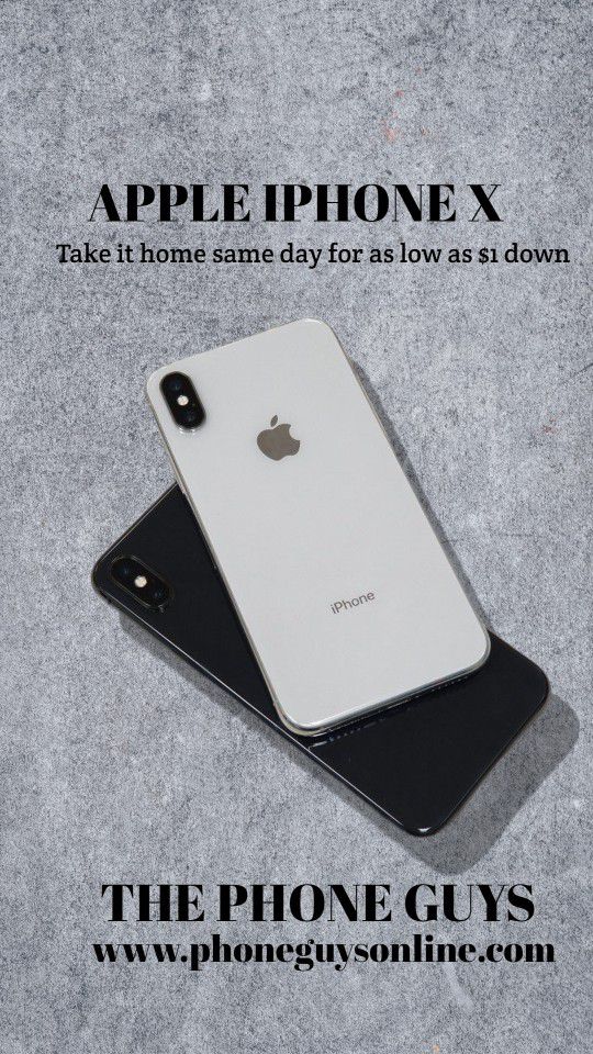 APPLE IPHONE X - UNBEATABLE DEAL -PAYMENTS AVAILABLE FOR AS LOW AS $1 DOWN - NO CREDIT NEEDED