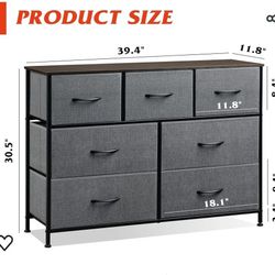 WLIVE 7 Dresser TV Stand, Entertainment Center with Fabric Drawers