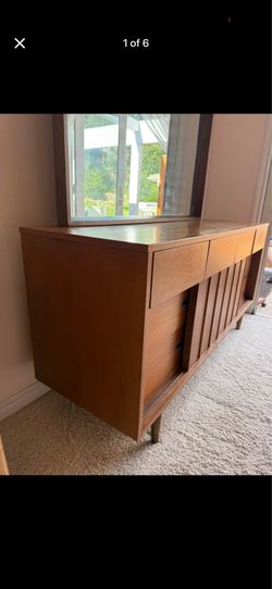 Mainline By Hooker Midcentury Modern Lowboy Dresser With Cane Reversible Doors