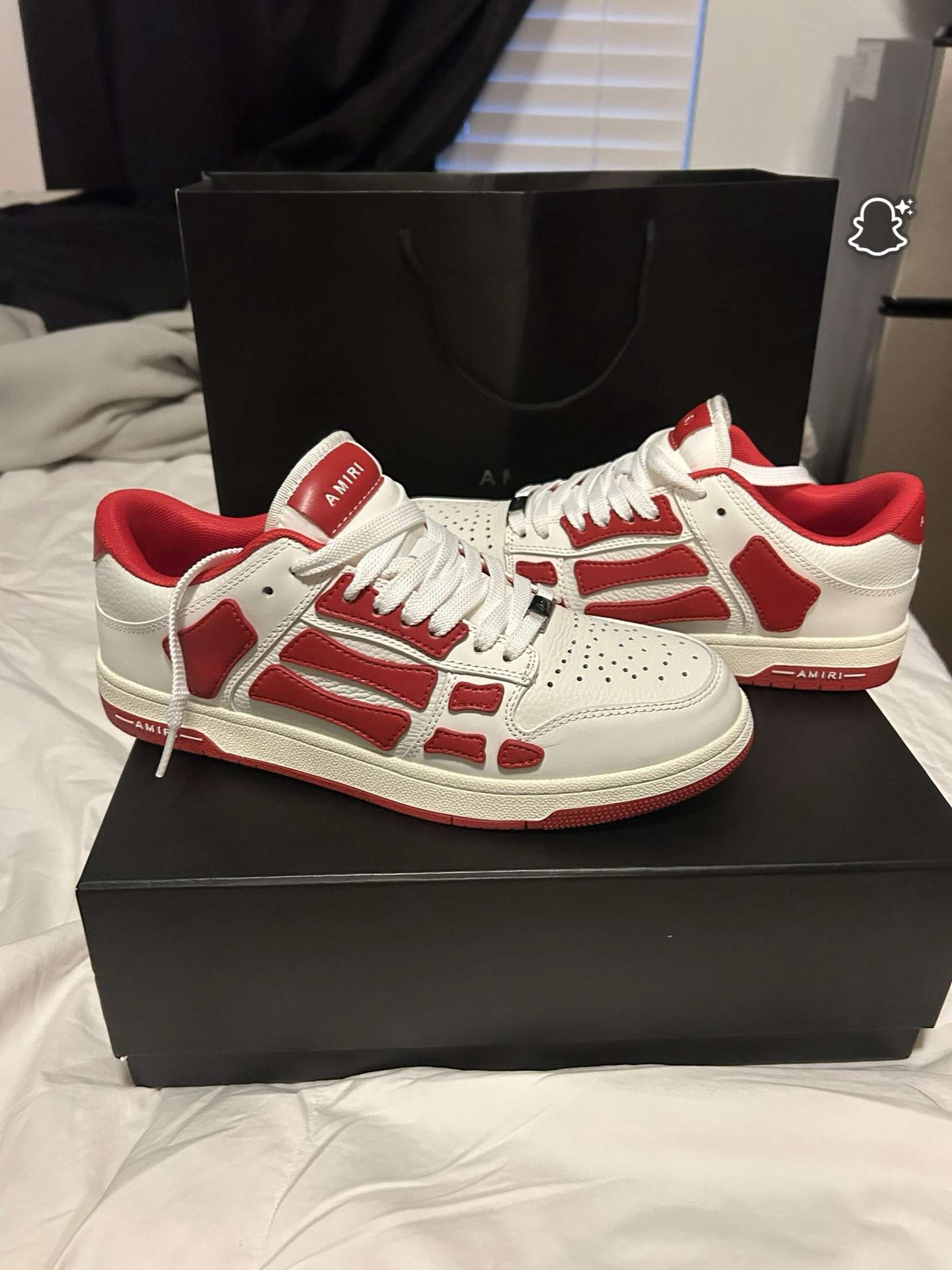 Amiri Skeleton Red And White Shoes