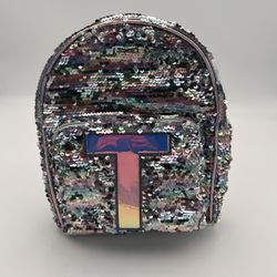 Justice Iridescent Sequin “T” Mini Backpack 