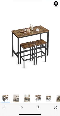 New VASAGLE Bar Table Set with 2 Stools