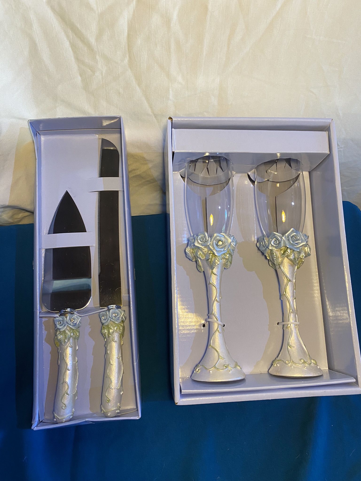 Wedding Glasses/knife+spatula Set