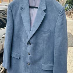 Vintage Men's Chaps Blue Suede Blazer 48L Sport Coat Jacket