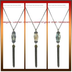 ELEGANT WOMEN CHARM TASSEL CRYSTAL CHAIN NECKLACES