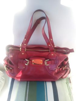 PERFECT MK Red Leather Satchel