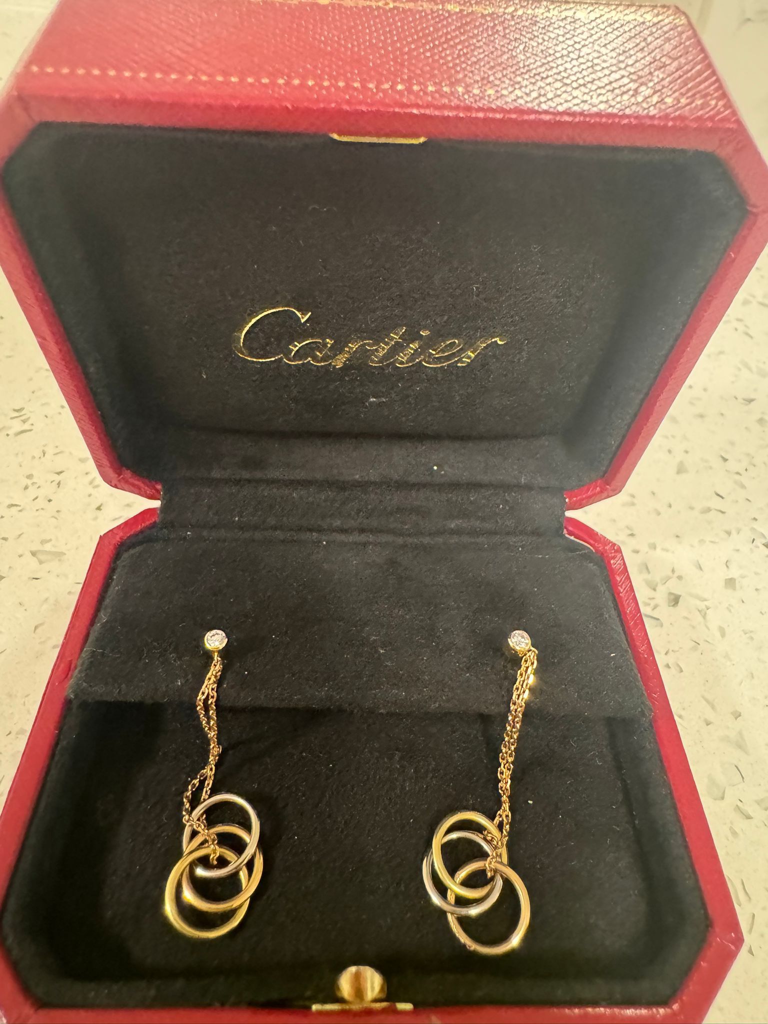 Cartier Earrings, White Gold, Pink Gold, Yellow Gold, Diamond