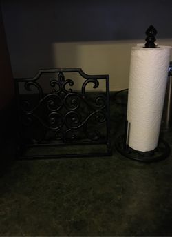 Iron Cookbook Holder and Paper Towel Holder