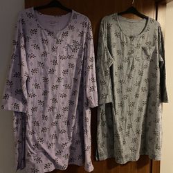 Set Of Two Carol Hochman Long Sleeved Nightgown 3XL
