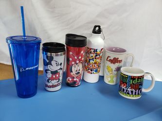 Coffee/ tea cups flasks from disney, idaho, boeing