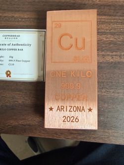 1 kilo 999 copper bar