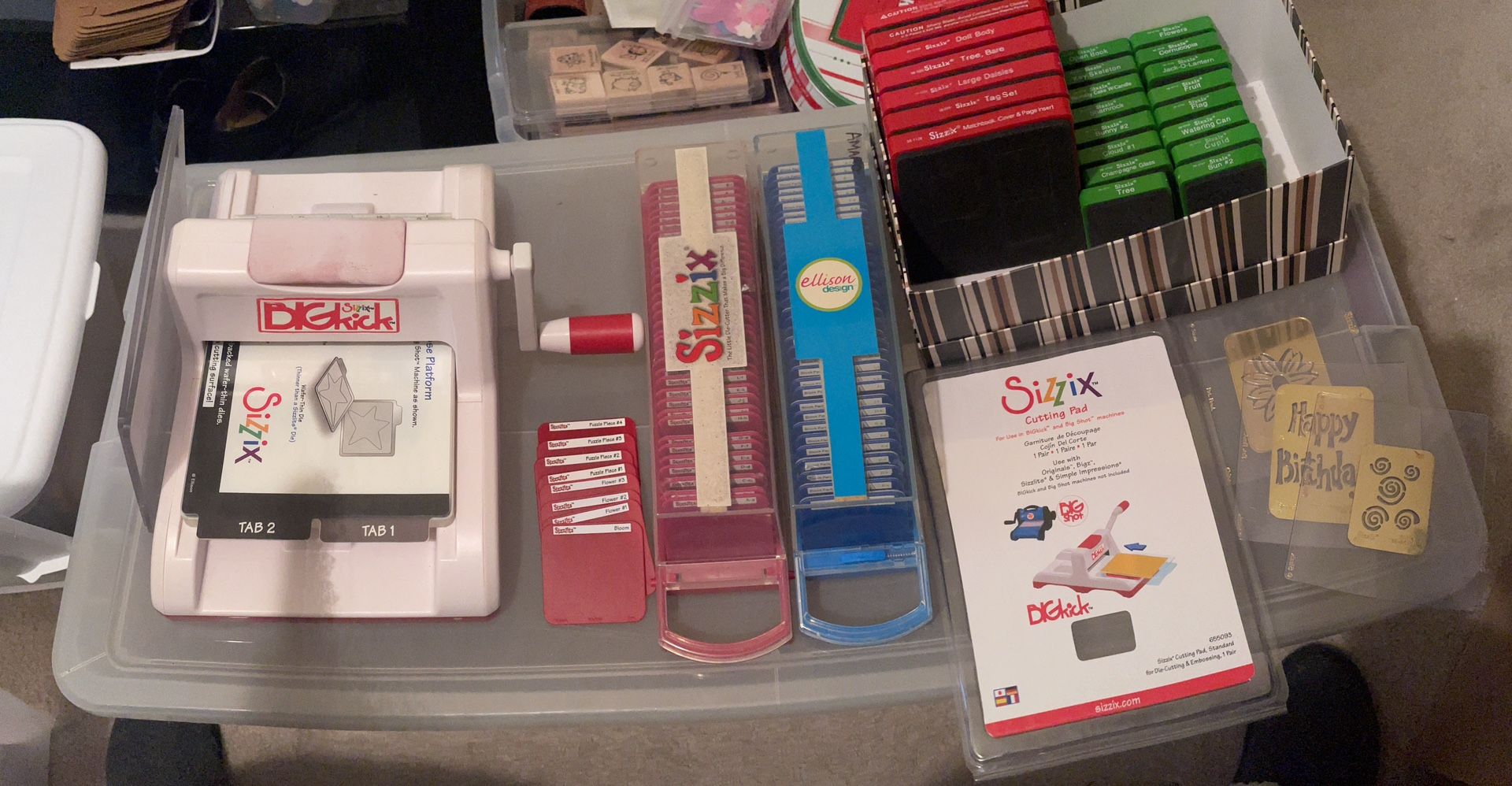 HUGE LOT of Craft Supplies: Sizzix, Stampin Up, Paper, Stamps, Stickers, Tools, etc.