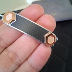 Bulova Stainless Stainless Carbon Fiber Rose Gold Bracelet 