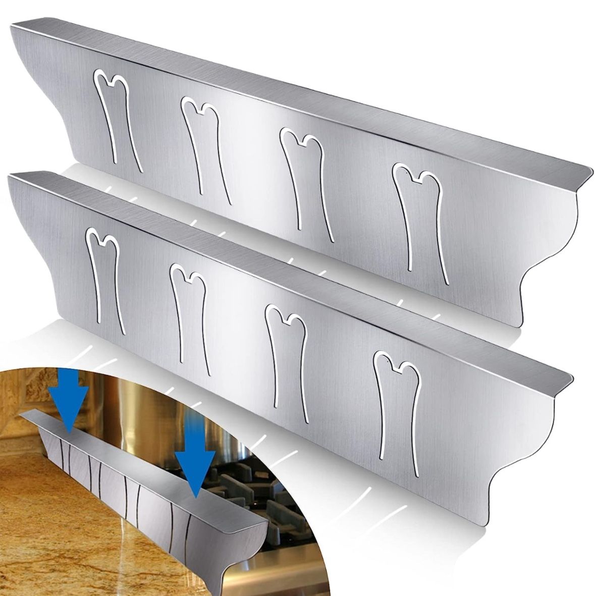 Stove Gap Covers - Stainless Steel, Kitchen Stove Counter Gap Cover Range Filler, Heat Resistant & Easy to Clean Gap Filler, Gaps Between Oven Kitchen