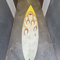 5'10" Darius Gross Design Surfboard With Hit Rod Flame Design