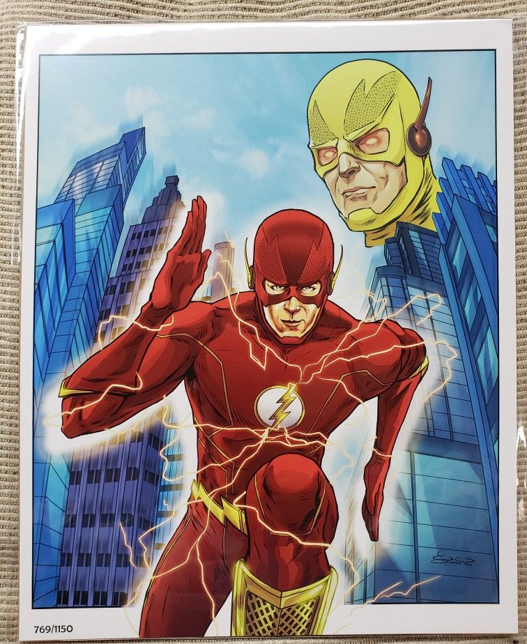 FLASH & REVERSE FLASH 8" x 10" Art Print by George Vega signed of/1150 Bam! Box Exclusive