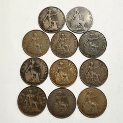 Antique One Penny Coins - Monedas Antiguas