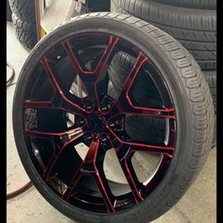 BRAND NEW 24 INCH RIMS AND TIRES SIERRA STYLE 24x10 6x139.7 RIMS AND TIRES 295/35r24 TIRES FOR SALE RIMS AND TIRES