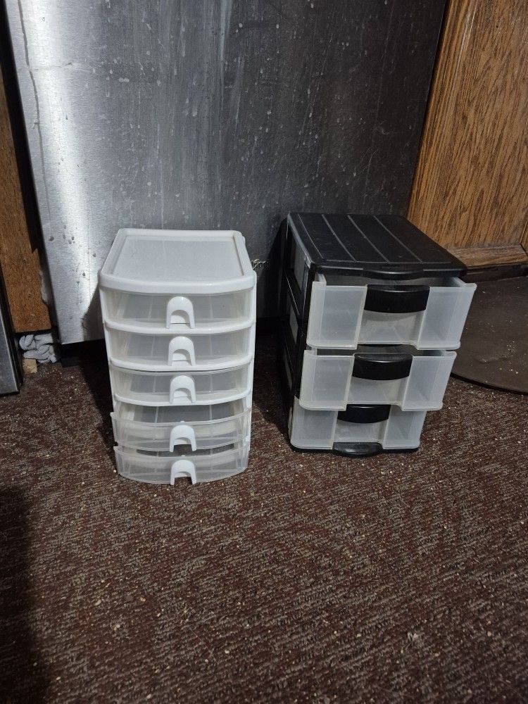 Small Plastic 3 & 5 Drawer Organizers, $5 Each