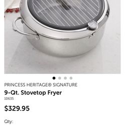 PRINCESS HERITAGE® SIGNATURE 9-Qt. Stovetop Fryer Item #10635 Freidora de cocina de 9 cuartos